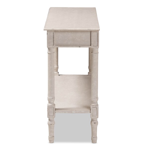 Baxton Studio Ariella Country Cottage Farmhouse Whitewashed 1-Drawer Console Table - 147-8190