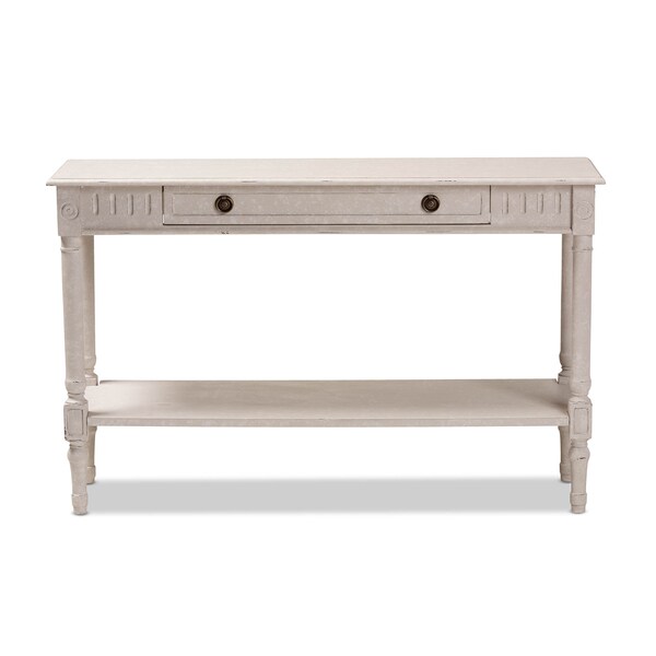 Baxton Studio Ariella Country Cottage Farmhouse Whitewashed 1-Drawer Console Table - 147-8190