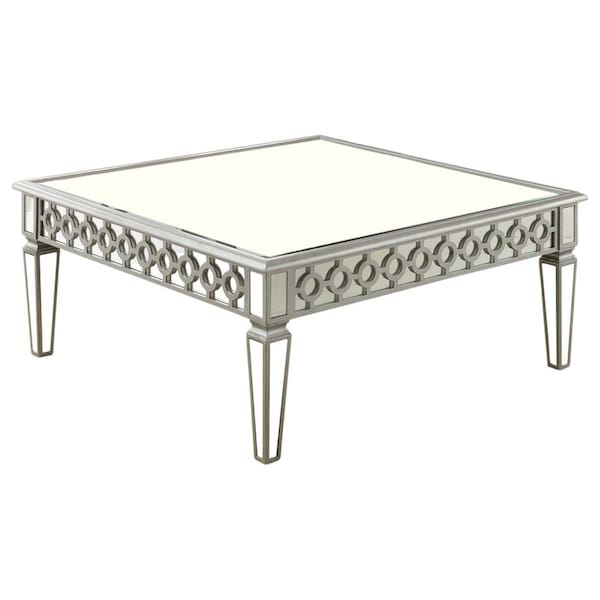 Best Master Furniture Sophie Silver Mirrored Square Coffee Table - T1840 SQUARE COFFEE TABLE