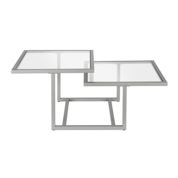 Hudson & Canal Henn Hart Amalie Two-Tier Satin Nickel Coffee Table - 18 x 43 x 23 in. - CT0277