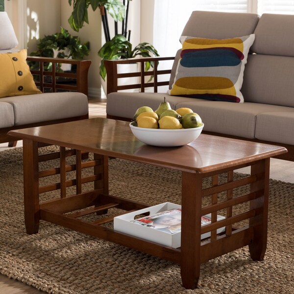 Baxton Studio Larissa Cherry Finished Brown Wood Living Room Occasional Coffee Table - 125-6893