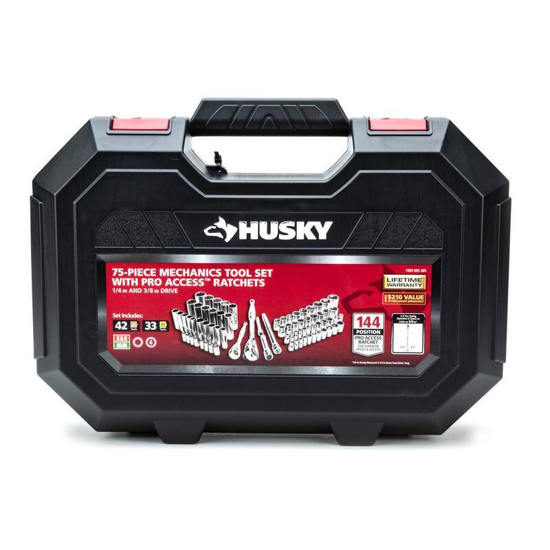 Juego de herramientas mecánicas Husky de 144 dientes (75 piezas) - H14475MTS