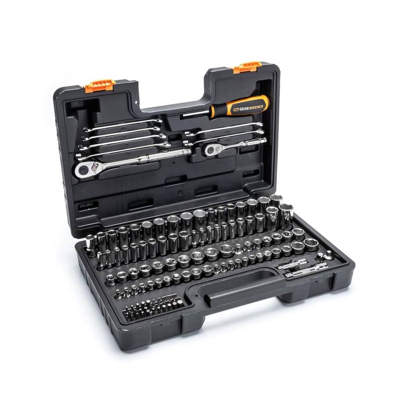 Juego de herramientas manuales para mecánicos GEARWRENCH de 1/4 y 3/8 pulgadas SAE/MM (121 piezas) - GW72SCBMTS
