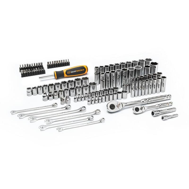 Juego de herramientas manuales para mecánicos GEARWRENCH de 1/4 y 3/8 pulgadas SAE/MM (121 piezas) - GW72SCBMTS