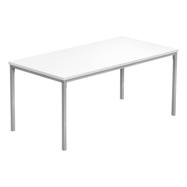 Monarch Specialties Coffee Table, Accent, Cocktail, Rectangular, Living Room, 40 in.L, White Laminate, Grey Metal - I 3795