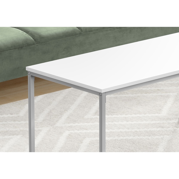 Monarch Specialties Coffee Table, Accent, Cocktail, Rectangular, Living Room, 40 in.L, White Laminate, Grey Metal - I 3795