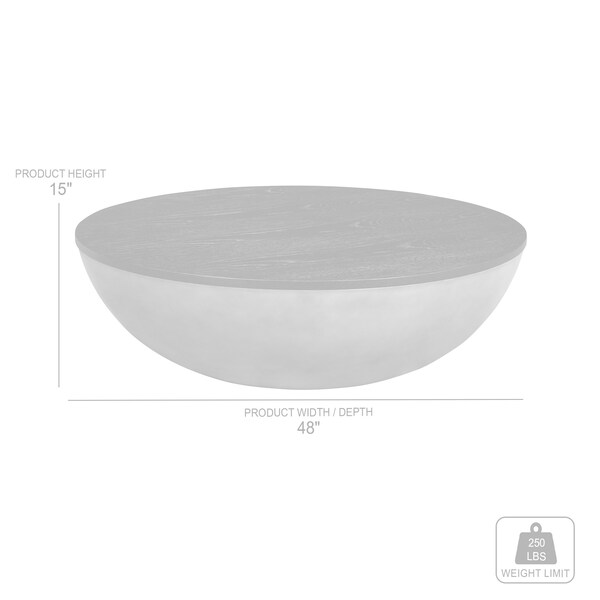 Armen Living Melody Round Coffee Table in Concrete and Brown Brushed Oak - LCMFCOCCBR