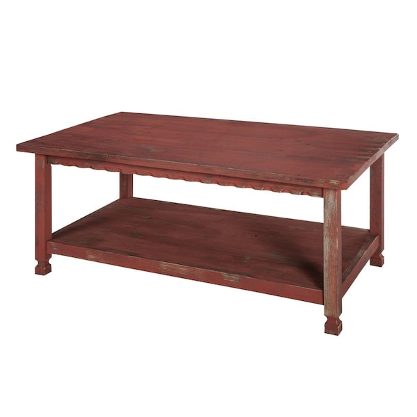 Kd Cama De Bebe 42 in. Country Cottage Coffee Table Red Antique - KD3250817