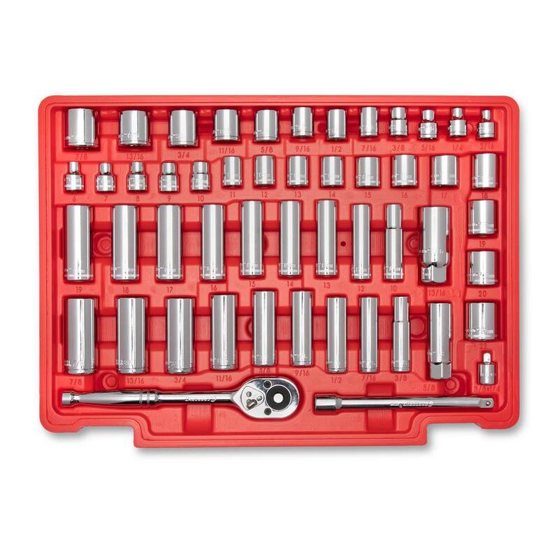 Set de herramientas para mecánicos Crescent de 1/4 pulgadas, 3/8 pulgadas y 1/2 pulgadas de unidades SAE/Métricas con estuche de almacenamiento de 3 cajones (229 piezas) - CTK229C