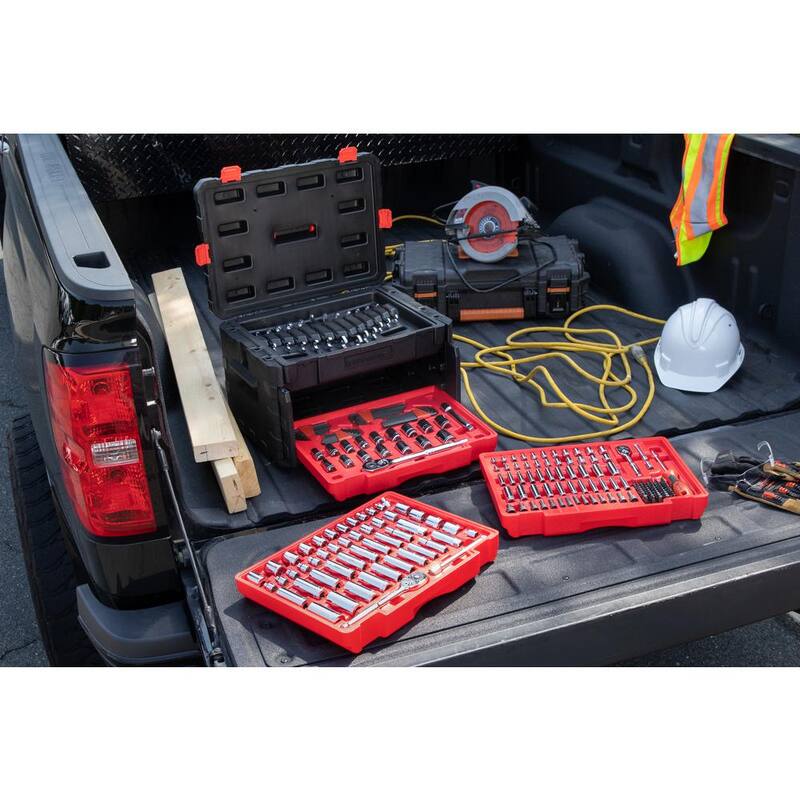 Set de herramientas para mecánicos Crescent de 1/4 pulgadas, 3/8 pulgadas y 1/2 pulgadas de unidades SAE/Métricas con estuche de almacenamiento de 3 cajones (229 piezas) - CTK229C