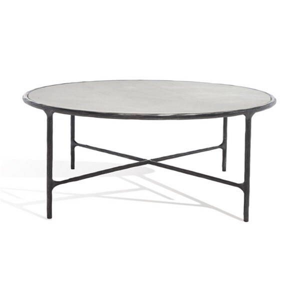 Safavieh 36 x 36 x 15 in. Jessa Round Metal Coffee Table Black & White - SFV9501D