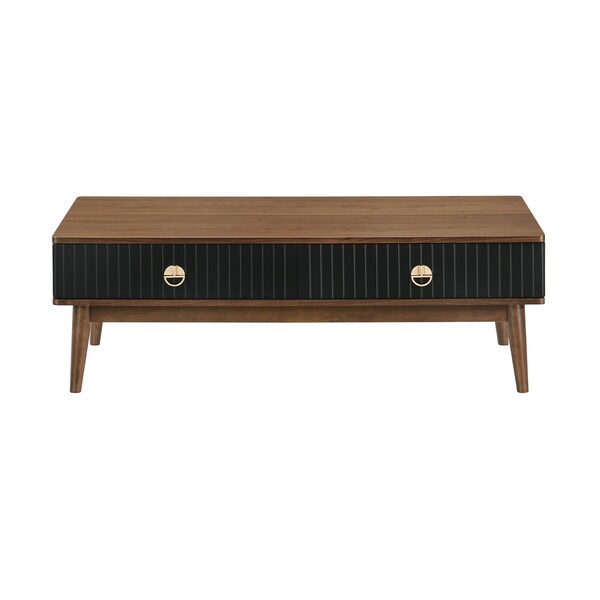 Armen Living Amigo Black Veneer and Walnut Wood Coffee Table - LCAGCOWA