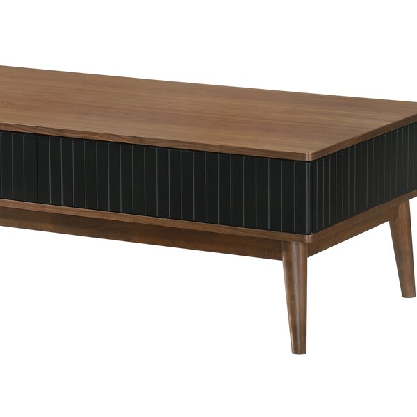 Armen Living Amigo Black Veneer and Walnut Wood Coffee Table - LCAGCOWA
