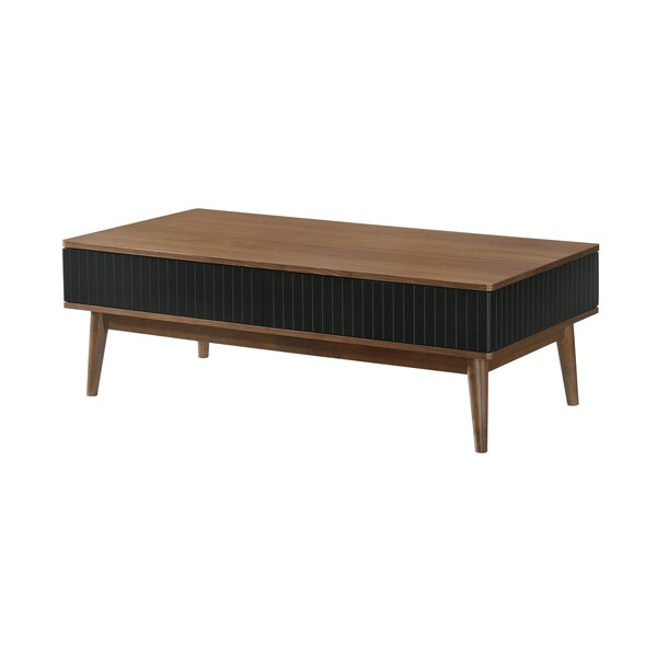 Armen Living Amigo Black Veneer and Walnut Wood Coffee Table - LCAGCOWA