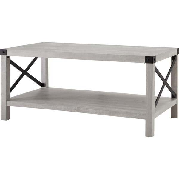 Walker Edison Furniture Walker Edison Furniture  Modern Farmhouse Coffee Table, Stone Grey - AF40MXCTST