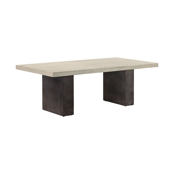 Armen Living Abbey Concrete and Gray Oak Wood Coffee Table - LCAJCOGR
