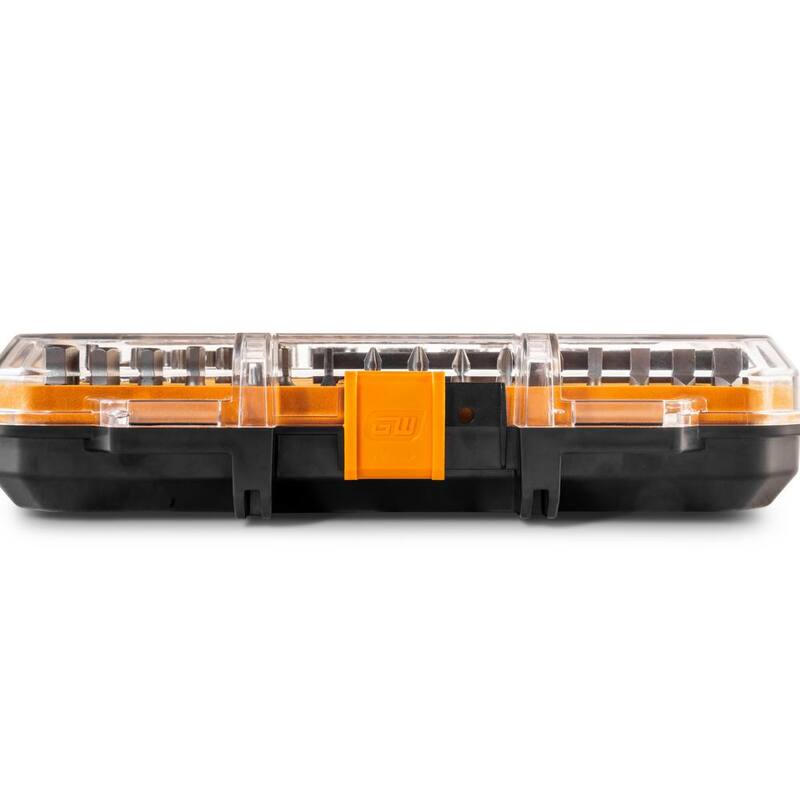 Juego de Microdriver de 1/4 de pulgada con trinquete de cabeza flexible bloqueable de 120XP y dados Stubby (39 piezas) - GWMBS39XPS