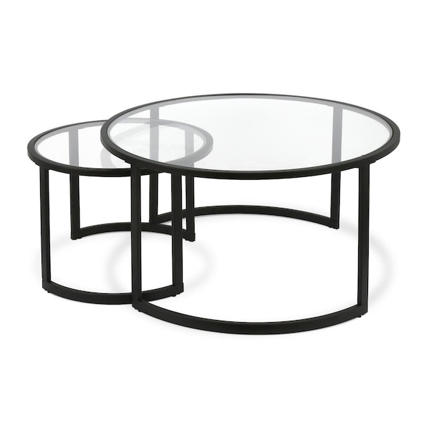 Hudson & Canal Henn &amp; Hart Mitera Blackened Bronze Nesting Coffee Table Set - 18.5 x 36 x 36 in. - CT0091
