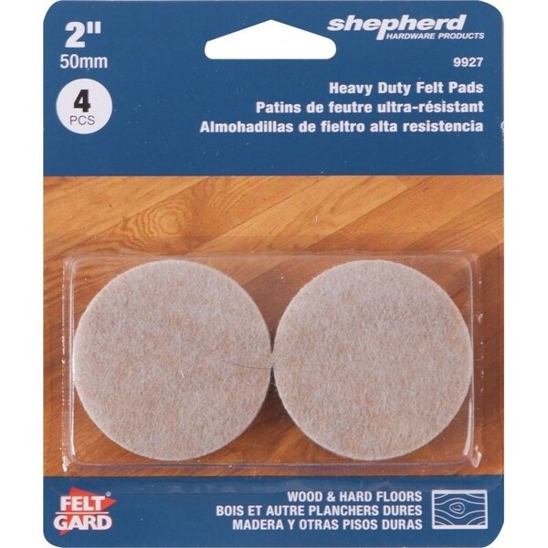 Shepherd Hardware Furniture Pad, Felt Cloth, Beige, 2 in L, 2 in W, Square - 9927