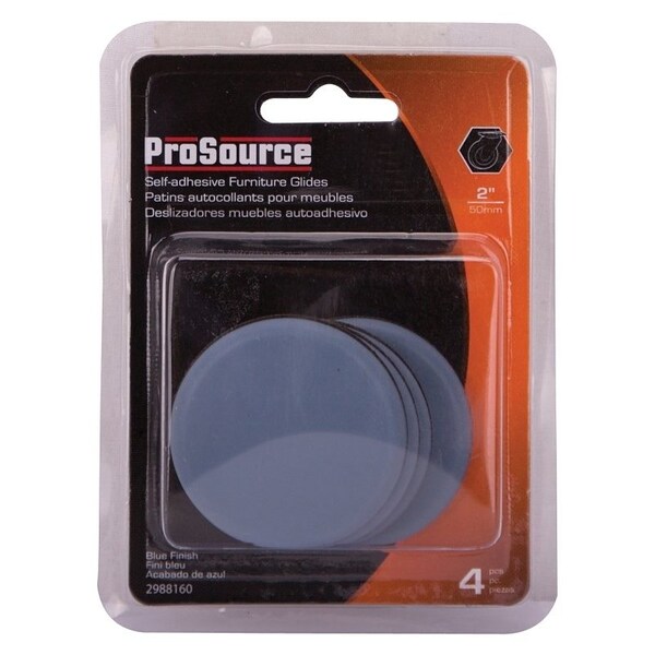 Prosource Furniture Glide, PTFE, Blue, Blue, 2 x 2 x 7/32 in Dimensions - FE-50102-PS