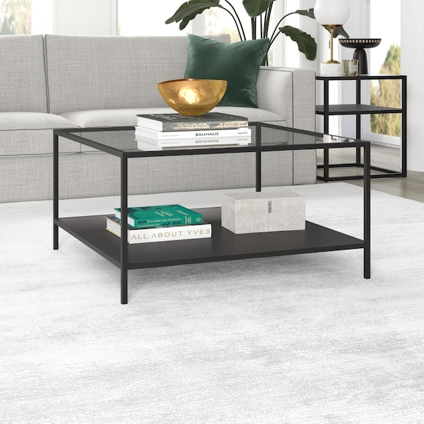 Hudson & Canal 32 in. Sivil Square Coffee Table with Metal Shelf Blackened Bronze - CT1682