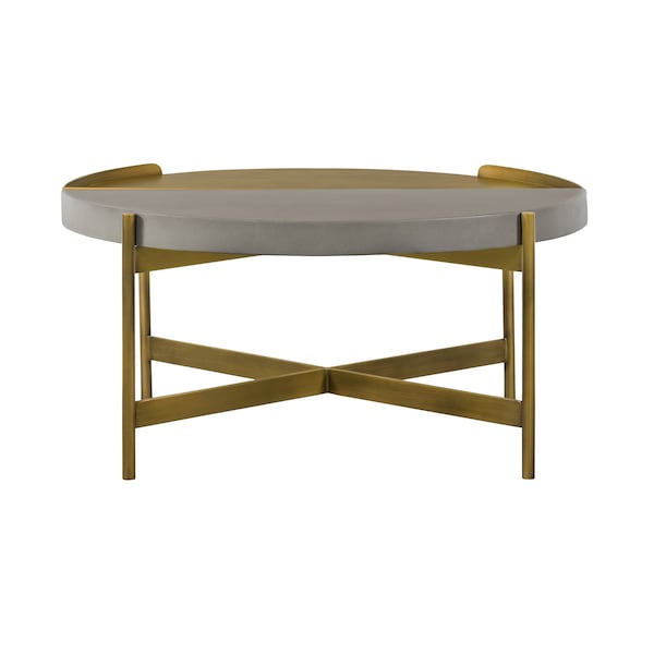 Armen Living Dua Gray Concrete Coffee Table with Antique Brass - LCDUCOCC