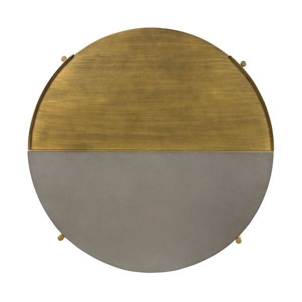 Armen Living Dua Gray Concrete Coffee Table with Antique Brass - LCDUCOCC