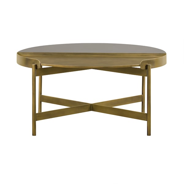 Armen Living Dua Gray Concrete Coffee Table with Antique Brass - LCDUCOCC