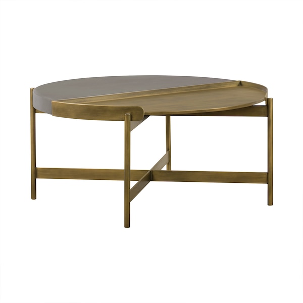 Armen Living Dua Gray Concrete Coffee Table with Antique Brass - LCDUCOCC