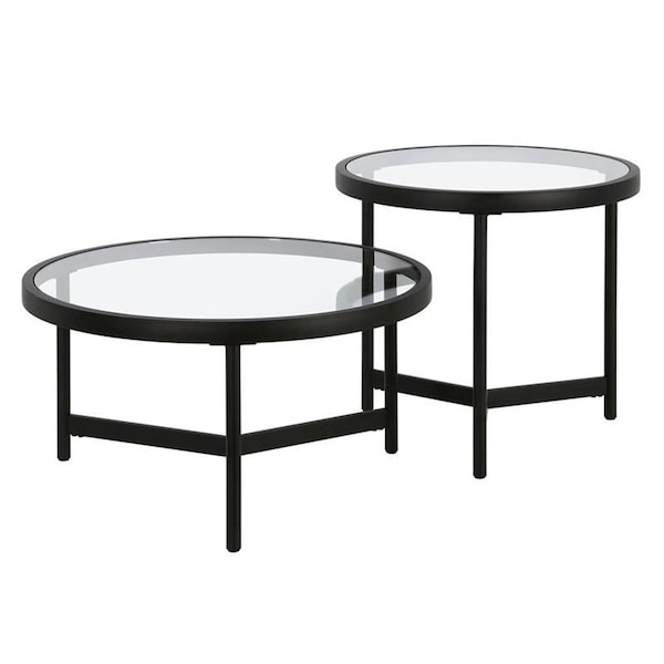 Henn & Hart 22 x 30 x 30 in. Quentin Two-Piece Coffee Table Set Blackened Bronze - CT1062