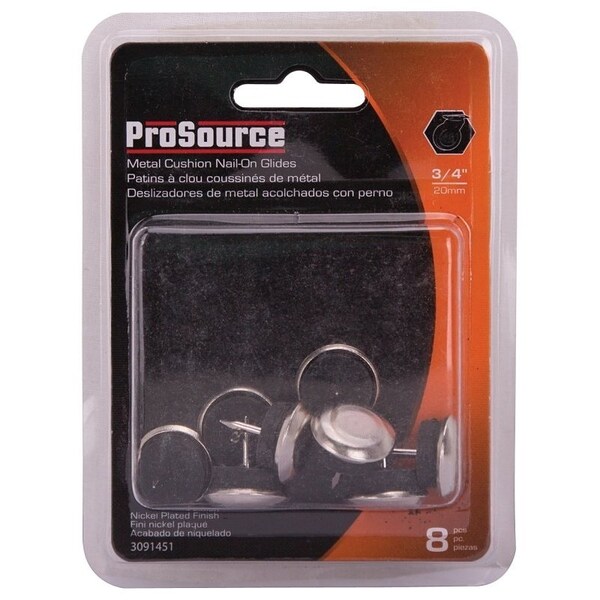 Prosource Furniture Glide, Metal, Nickel Plated, Nickel Plated, 3/4 x 3/4 x7/8 in Dimensions - FE-50411-PS