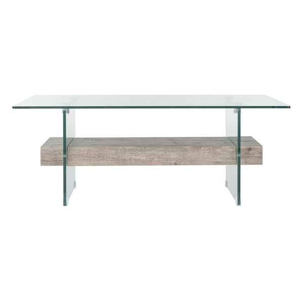 Safavieh Kayley Glass Coffee Table Glass & Grey Oak - COF7004C