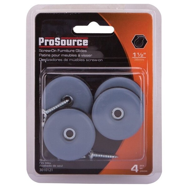 Prosource Furniture Glide, Plastic, Blue, Blue, 1-1/2 x 1-1/2 x 11/32 in Dimensions - FE-50108-PS