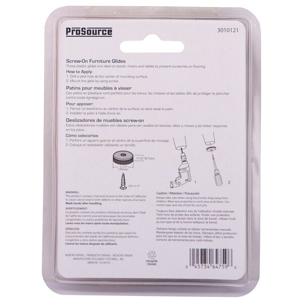 Prosource Furniture Glide, Plastic, Blue, Blue, 1-1/2 x 1-1/2 x 11/32 in Dimensions - FE-50108-PS