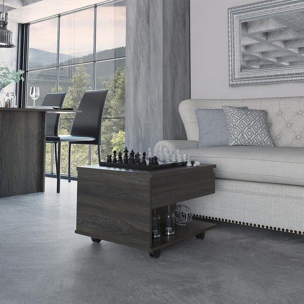 Homeroots 22 in. Manufactured Wood Rectangular Coffee Table with Drawer, Carbon Espresso - 477835
