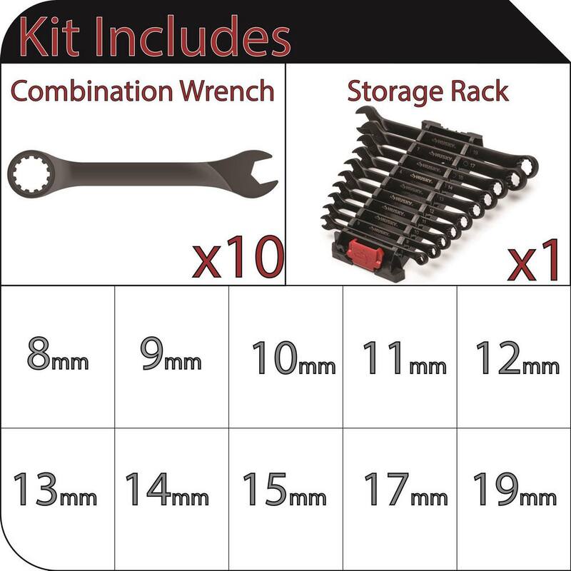 Llave combinada métrica universal Husky (10 piezas) - HXLSPW10PCMM-05