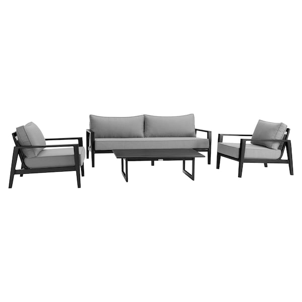 Armen Living Cayman Aluminum Outdoor Coffee Table in Black - SETODCMBLBX4