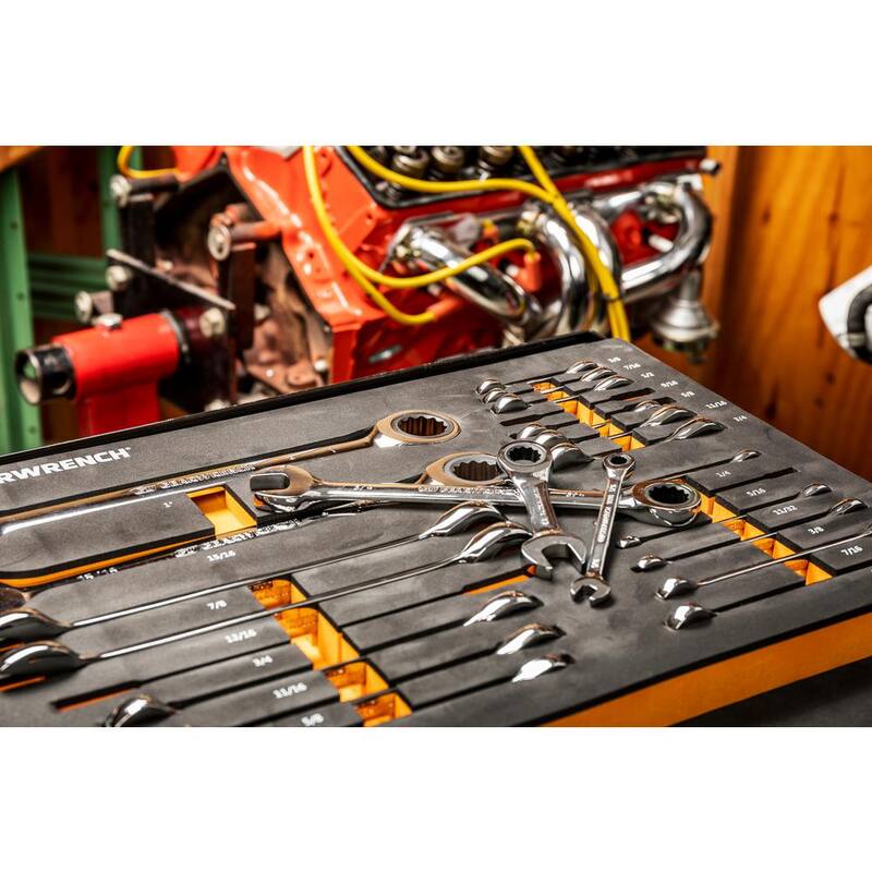 Juego de Llaves de Trinquete Estándar y Cortas de 21 Piezas 72T SAE GEARWRENCH con Bandeja de Espuma EVA - 86526