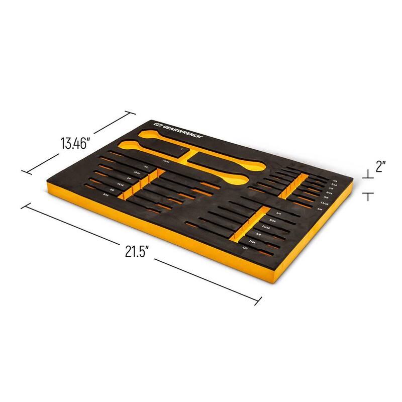 Juego de Llaves de Trinquete Estándar y Cortas de 21 Piezas 72T SAE GEARWRENCH con Bandeja de Espuma EVA - 86526