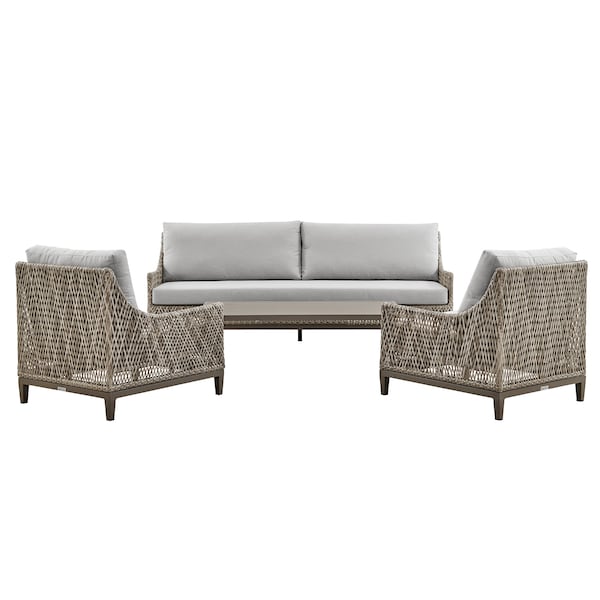 Armen Living Grenada Aluminum Outdoor Coffee Table in Brown - SETODGDGRBX4