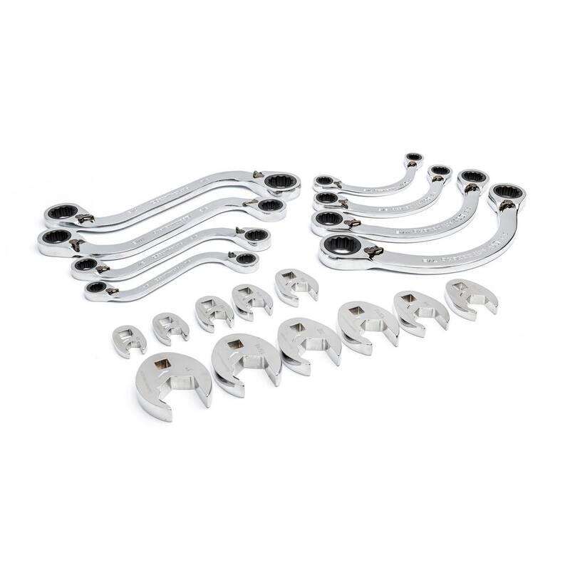 Juego de llaves de trinquete especializadas reversibles Crowfoot de 3/8 pulgadas de GEARWRENCH con bandeja de almacenamiento de espuma EVA (19 piezas) - GWMSSRWSAE