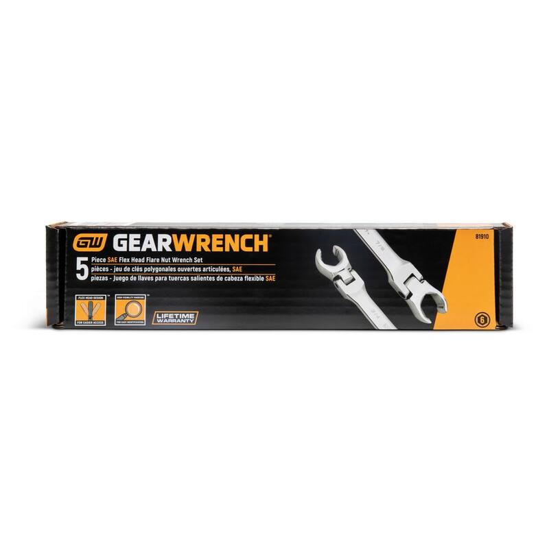 Juego de Llaves de Dados de Cabeza Flexible GEARWRENCH SAE (5 piezas) - 81910