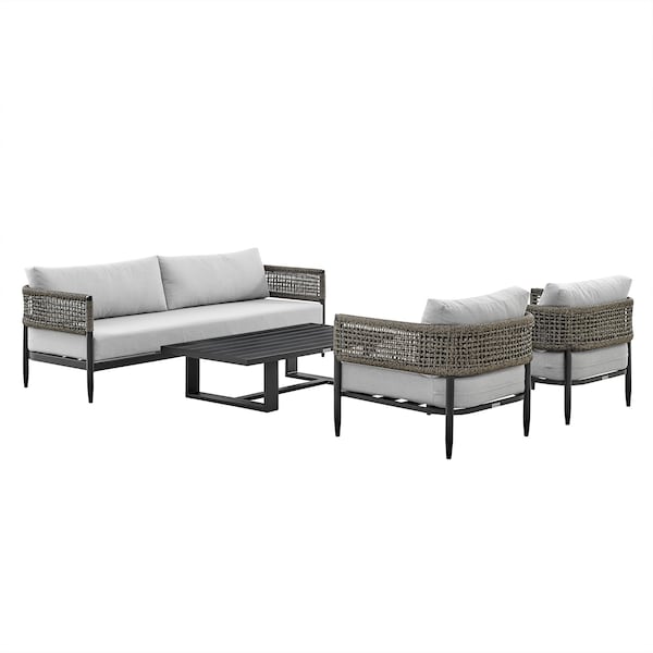 Armen Living Alegria Aluminum Outdoor Coffee Table in Black - SETODALBLBX4