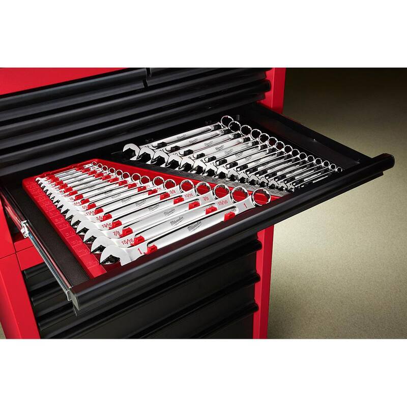 Juego de herramientas mecánicas de llave combinada Milwaukee SAE con juego de herramientas mecánicas de trinquete y socket SAE/métrico de 1/4 de pulgada (40 piezas) - 48-22-9415-48-22-9044
