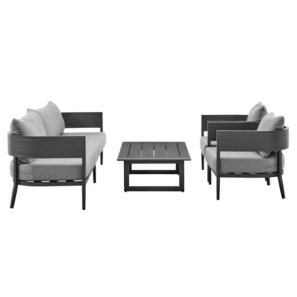 Armen Living Menorca Aluminum Outdoor Coffee Table in Dark Gray - SETODMNGRBX4