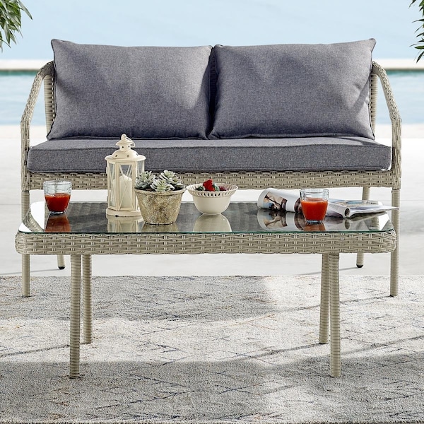 Kd Cama De Bebe 42 in. Windham All-Weather Wicker Outdoor Coffee Table with Glass Top - KD3250797