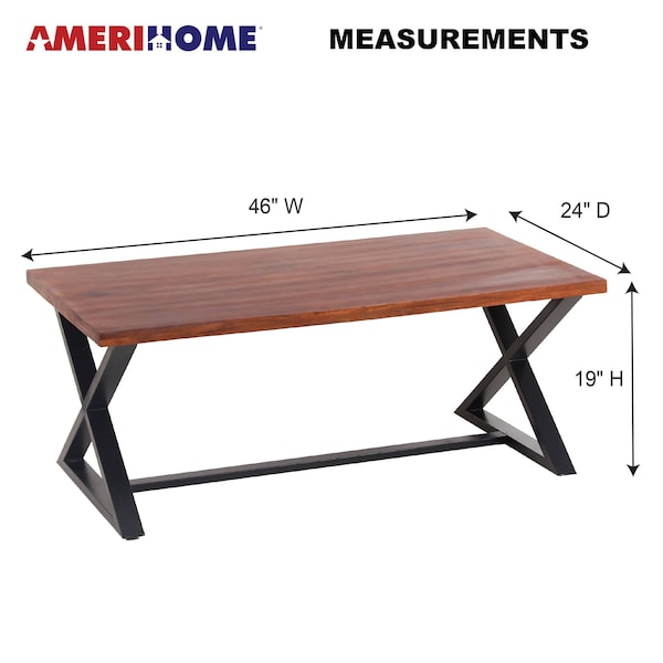 Amerihome Acacia Cross Leg Coffee Table - AWCLCT