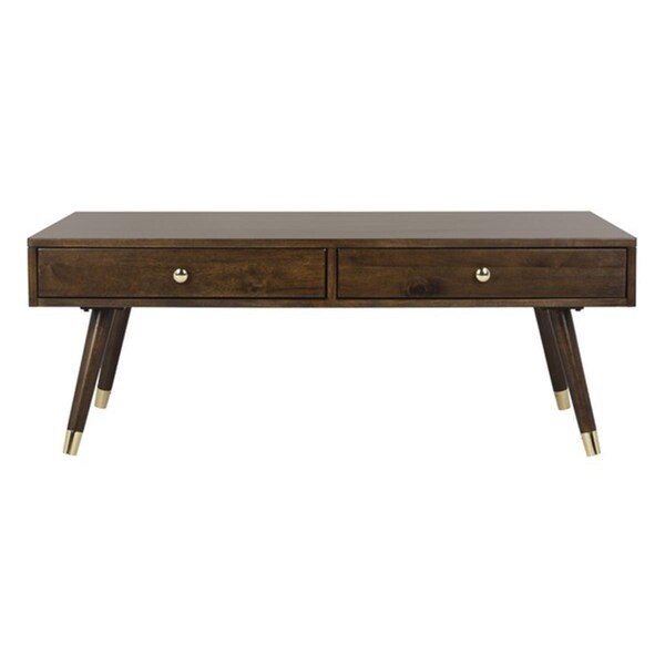 Safavieh 18 x 48 x 24 in. Levinson Gold Cap Coffee Table, Brown - FOX6304A
