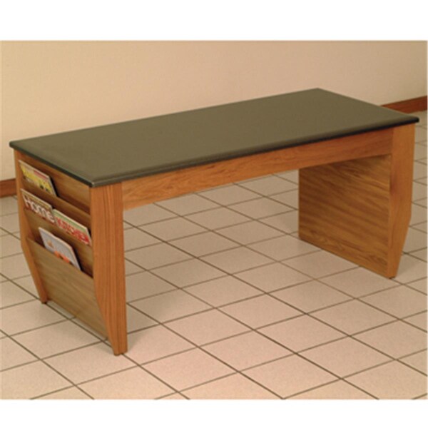 Wooden Mallet Coffee Table and Magazine Pockets with Black Granite Look Top in Medium Oak - DM2-BGMO