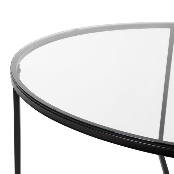 Flash Furniture Round Glass Coffee Table with Matte Black Frame - NAN-JH-1786CT-BK-GG